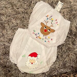 Kids Holiday Reindeer & Santa Bloomers -size 5